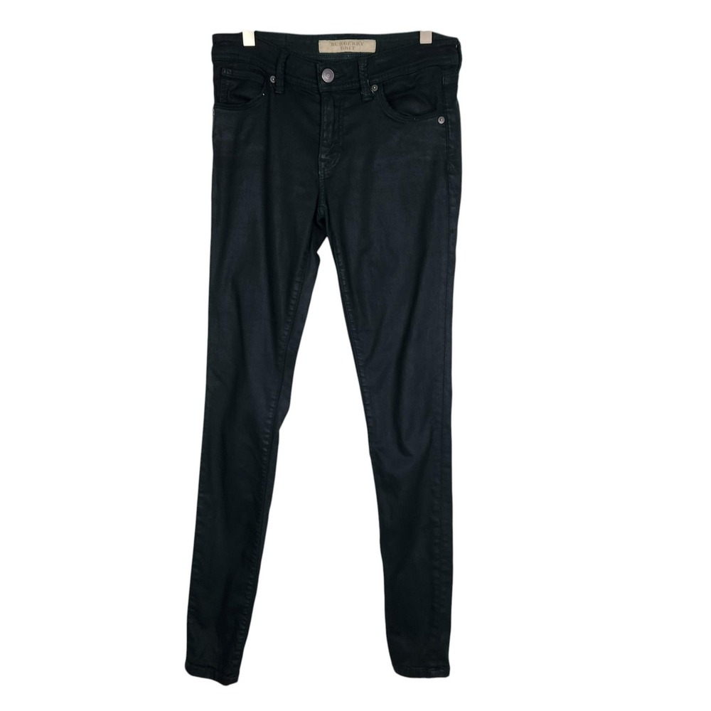 BURBERRY BRIT Jeans Womens 27 Dark Green Skinny Low Rise Stretch Denim Logo
